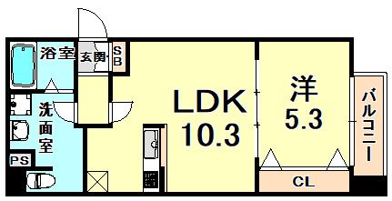 ディアさくら夙川(1LDK/2階)の間取り写真