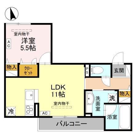 ブルーレインハウス(1LDK/2階)の間取り写真