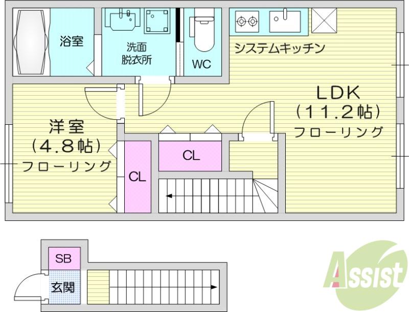 YSハウス(1LDK/2階)の間取り写真