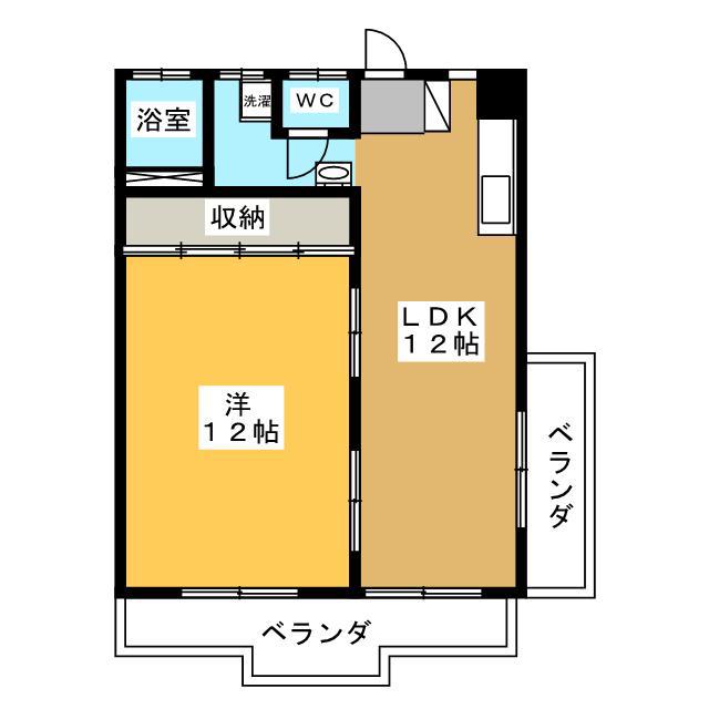 幸和レジデンス(1LDK/1階)の間取り写真