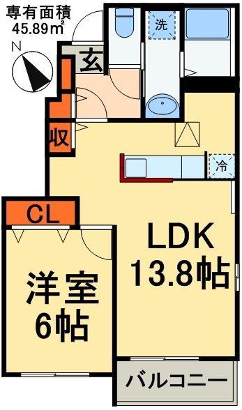 フィールドレジデンスII(1LDK/1階)の間取り写真