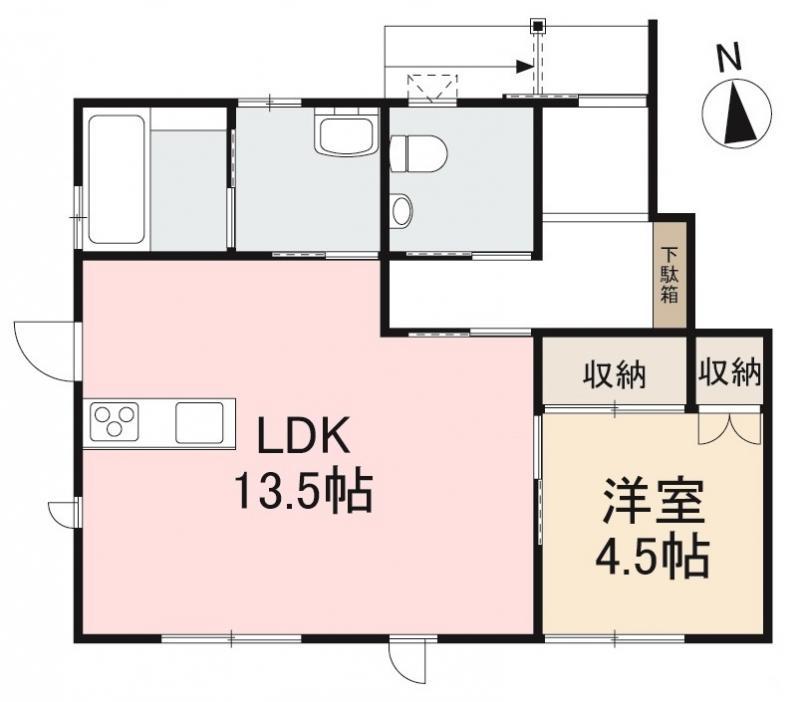 スマイルハウス(1LDK/1階)の間取り写真