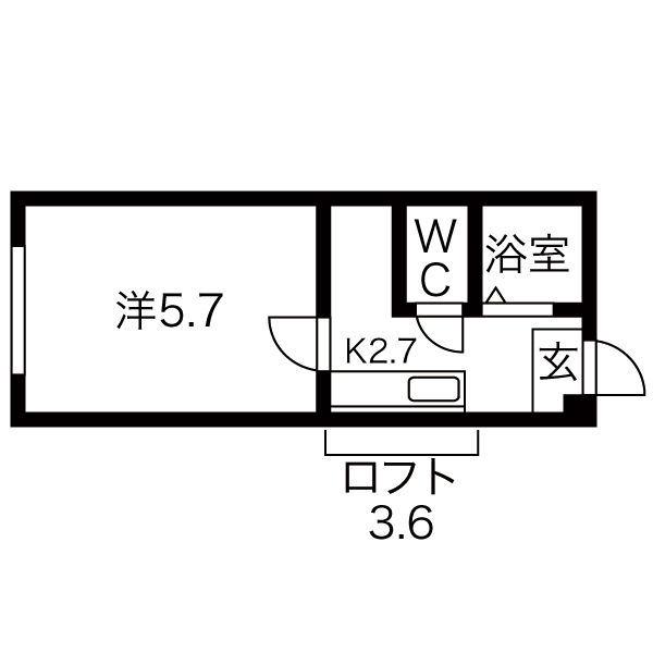 パームツリー月寒東(1K/1階)の間取り写真