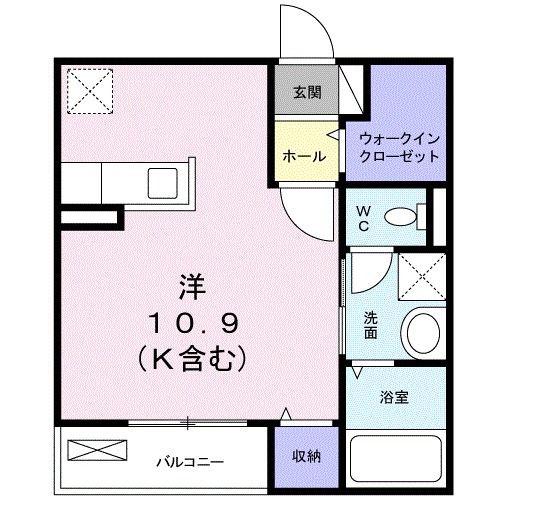 モデルノI(1K/2階)の間取り写真