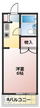 サンストリートつつじヶ丘(1K/2階)の間取り写真