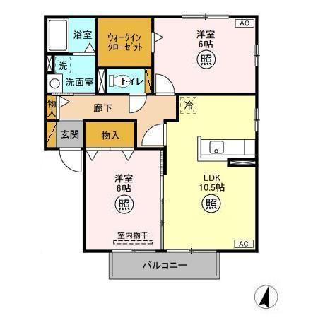 JR常磐線 水戸駅 バス乗車時間:25分 最寄りバス停で下車 徒歩10分 2階建 築21年(2LDK/2階)の間取り写真