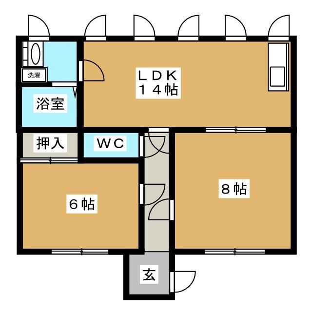 フラワーアイランド江島(2LDK/1階)の間取り写真