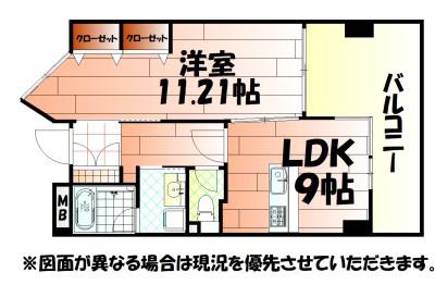 ピュアライフ砂津(1LDK/2階)の間取り写真