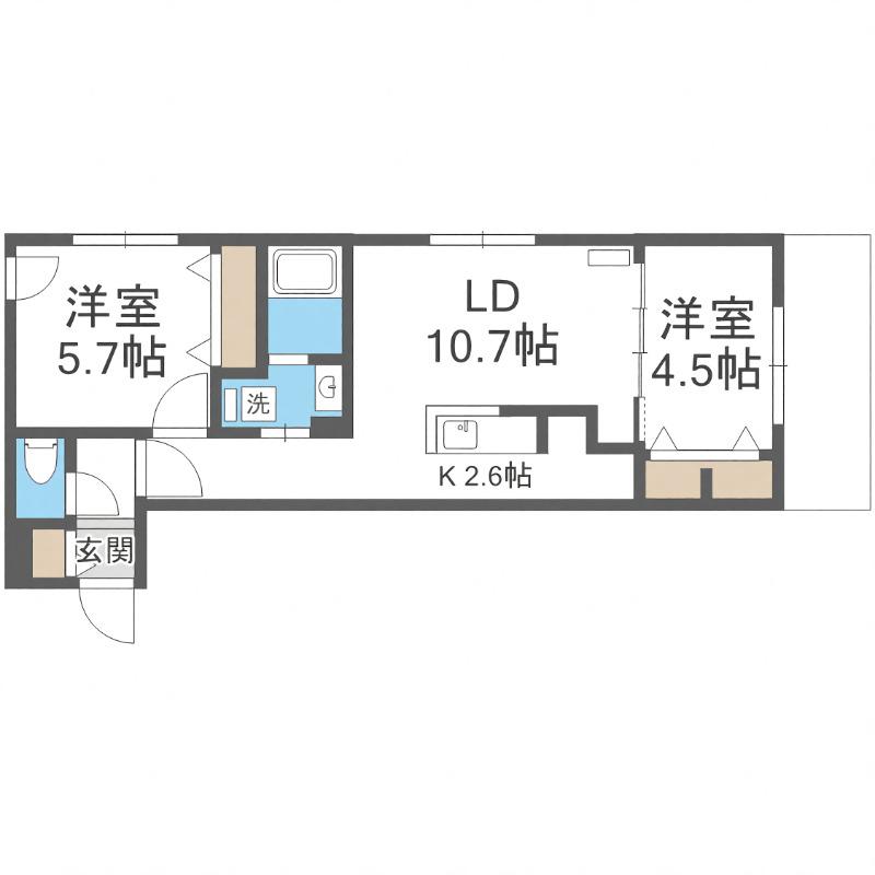 ブランシャール北3条通(1LDK/3階)の間取り写真