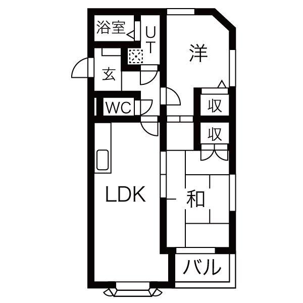 ランパート鳴子(2LDK/1階)の間取り写真