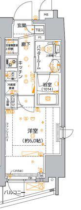 クレイシア品川東大井(1K/6階)の間取り写真