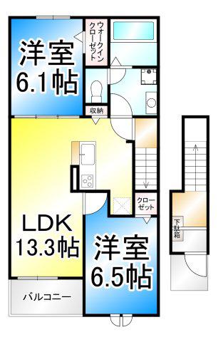 ルシエール(2LDK/2階)の間取り写真