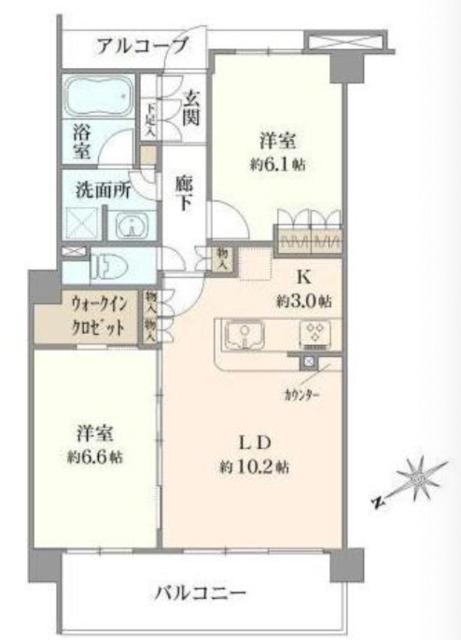 リビオ新宿ザ・レジデンス(2LDK/4階)の間取り写真