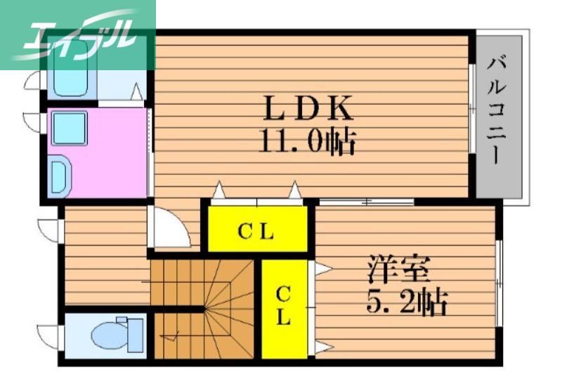 エスプレッソ(1LDK/2階)の間取り写真