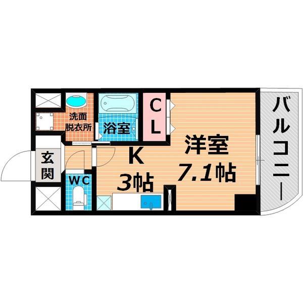 プラティークベリエ(1K/3階)の間取り写真