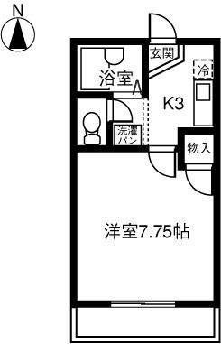 リバーサイド森(1K/2階)の間取り写真