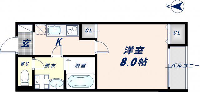 クイーンライフ東今里(1K/5階)の間取り写真