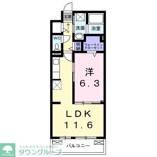 クオーレD(1LDK/2階)の間取り写真