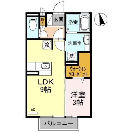 モナリエ大泉(1LDK/2階)の間取り写真