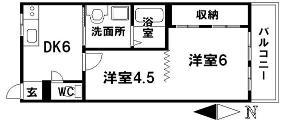 ネオ明治館(2DK/2階)の間取り写真