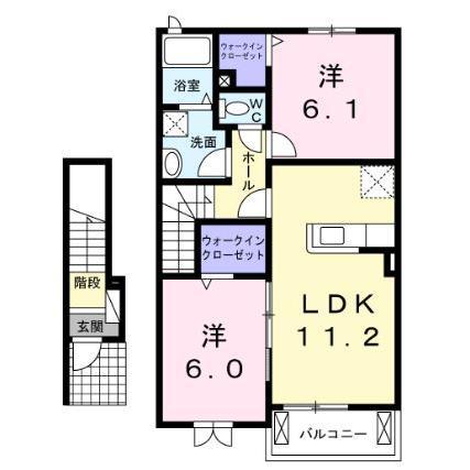 エターナルV(2LDK/2階)の間取り写真