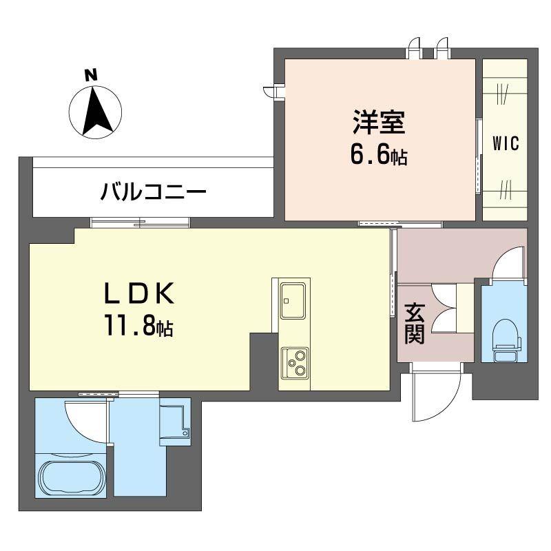 ルナリアウエスト上高田(1LDK/2階)の間取り写真