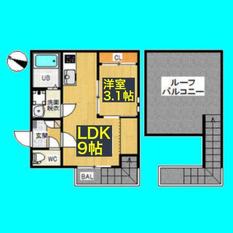GRANDTIC平安通(1LDK/2階)の間取り写真