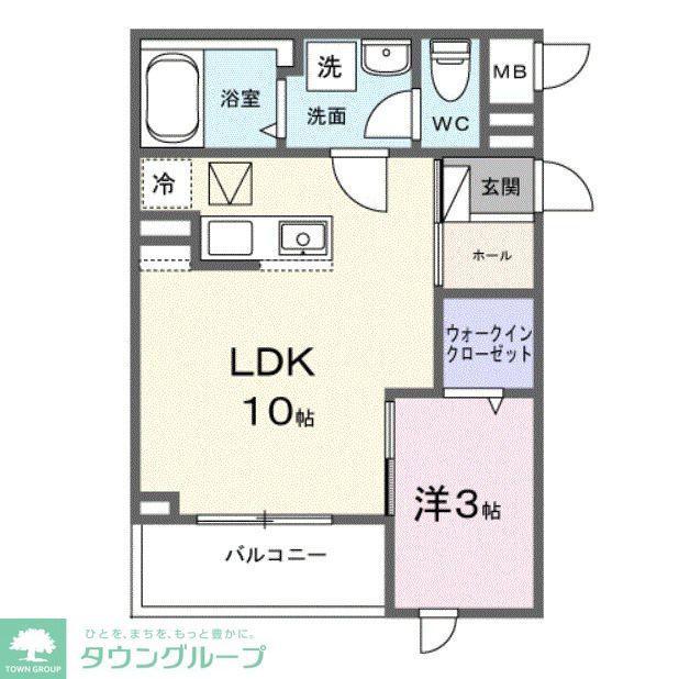 ヒカルサ川越霞ヶ関(1LDK/1階)の間取り写真