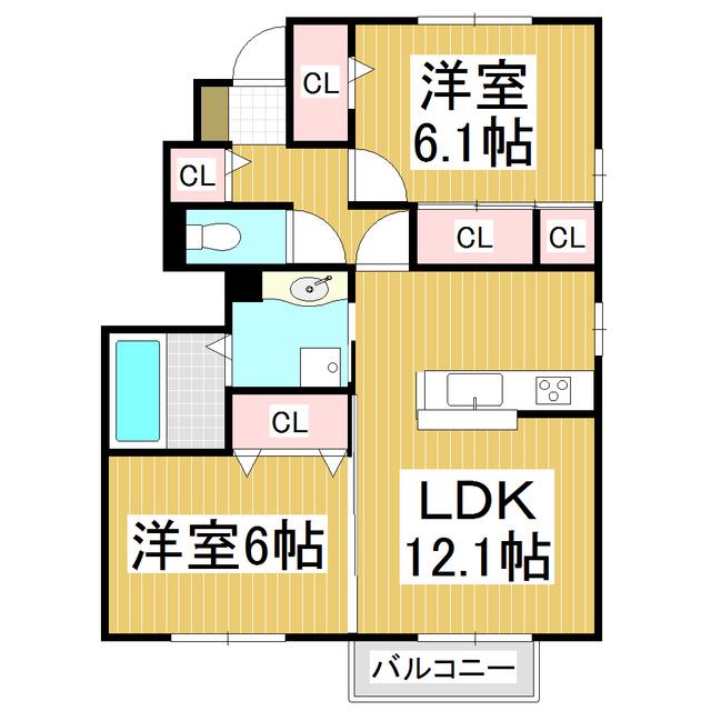 CIEL FUJISAKI(2LDK/1階)の間取り写真