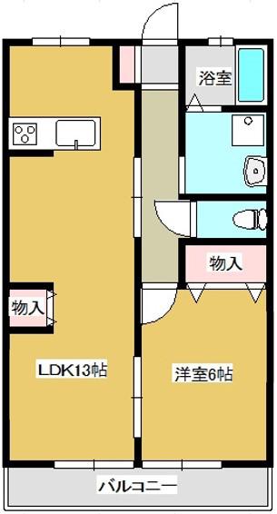 JR山口線 宮野駅 徒歩16分 2階建 築23年(1LDK/1階)の間取り写真