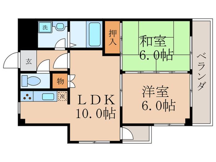 第一エバグレース音羽(2LDK/4階)の間取り写真