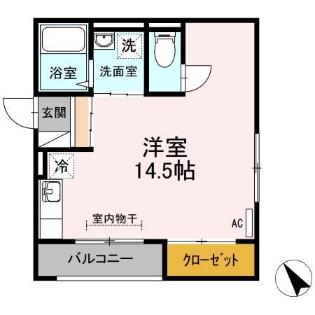レセンテSFKA棟(ワンルーム/2階)の間取り写真