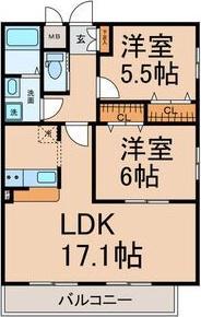 プレシャス星が丘山手(2LDK/3階)の間取り写真