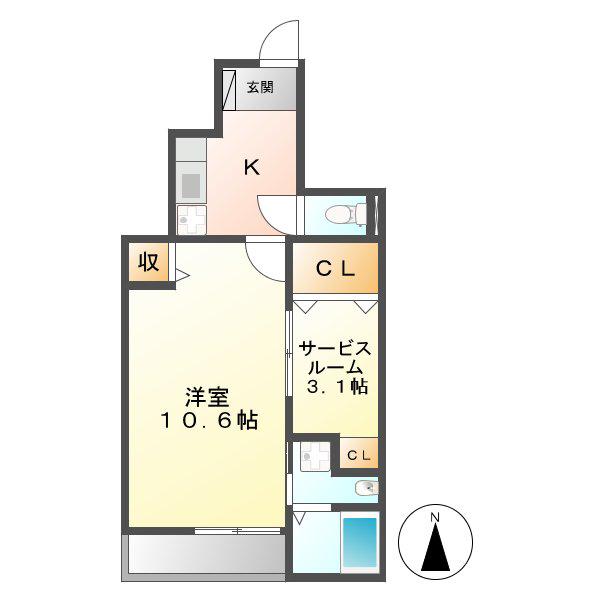 アルバーダⅠ(2K/1階)の間取り写真