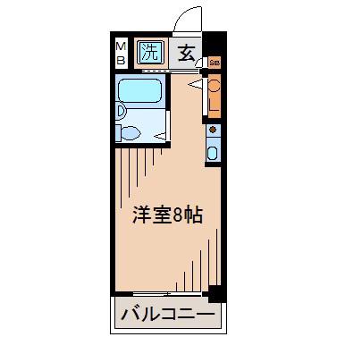 RKB24(ワンルーム/4階)の間取り写真