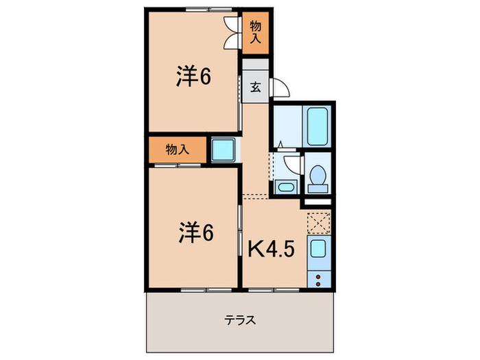 セジュールラフォーレ(2K/1階)の間取り写真