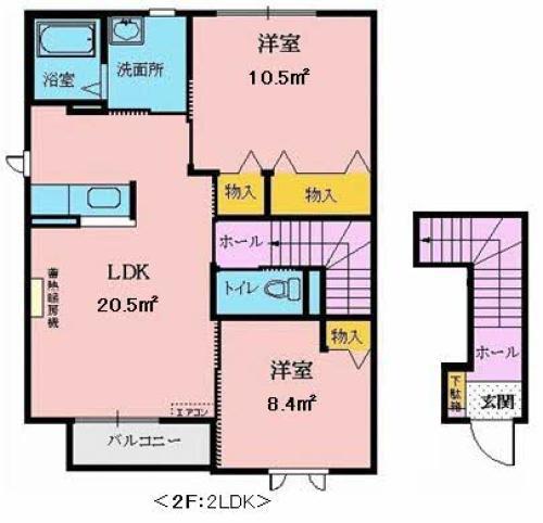 カサベルデM(2LDK/2階)の間取り写真