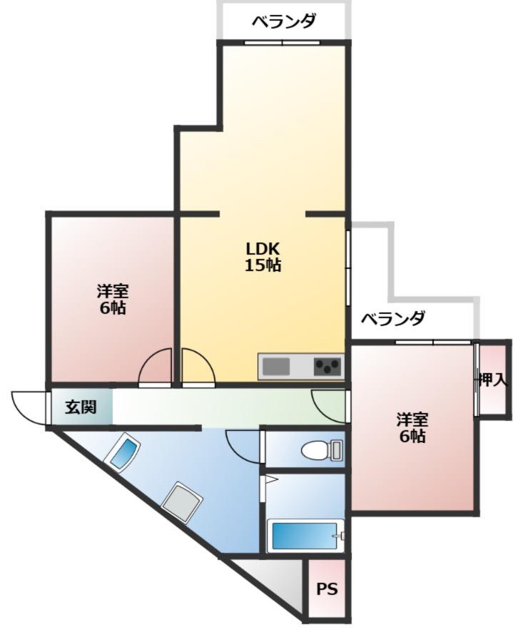 恵善マンション(2LDK/1階)の間取り写真