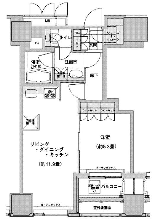 ウエストパークタワー池袋(1LDK/2階)の間取り写真