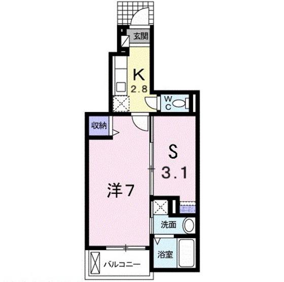 ヴィラ 池之内(1SK/1階)の間取り写真