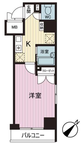 スカイコート日本橋人形町(1K/4階)の間取り写真