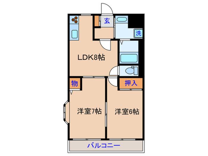 コンフォートN(2LDK/2階)の間取り写真