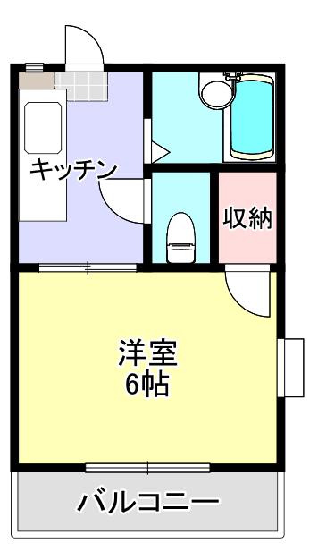 ツインヒルズA(1K/2階)の間取り写真