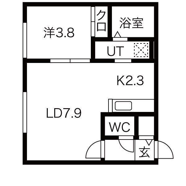 プリオール千歳(1LDK/2階)の間取り写真