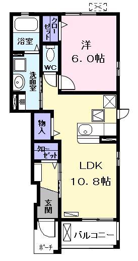 ガーデンジュネス(1LDK/1階)の間取り写真