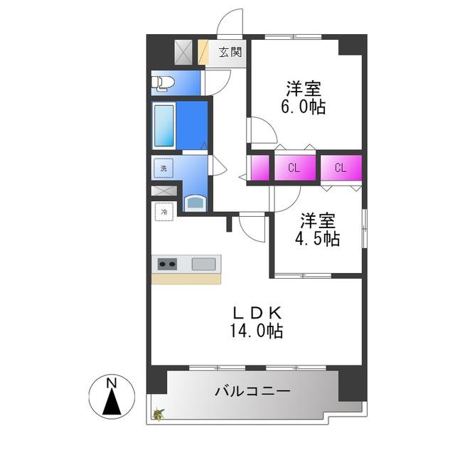 MAIZONKOSAKAHOMMACHI メゾン小阪本町(2LDK/6階)の間取り写真