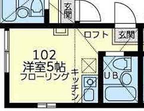 ユナイト岡沢パフェ・ドゥ・モンブラン(ワンルーム/1階)の間取り写真