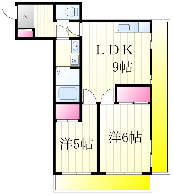 グランシティ新柏(2LDK/3階)の間取り写真