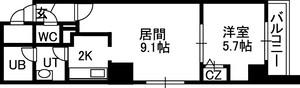 SAPPORO HILLS(1LDK/9階)の間取り写真