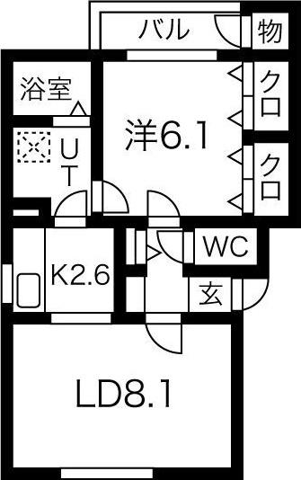 グリーンコースト麻生(1LDK/1階)の間取り写真